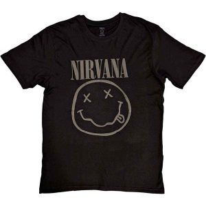 Nirvana Unisex Hi-Build T-Shirt: Black Happy Face